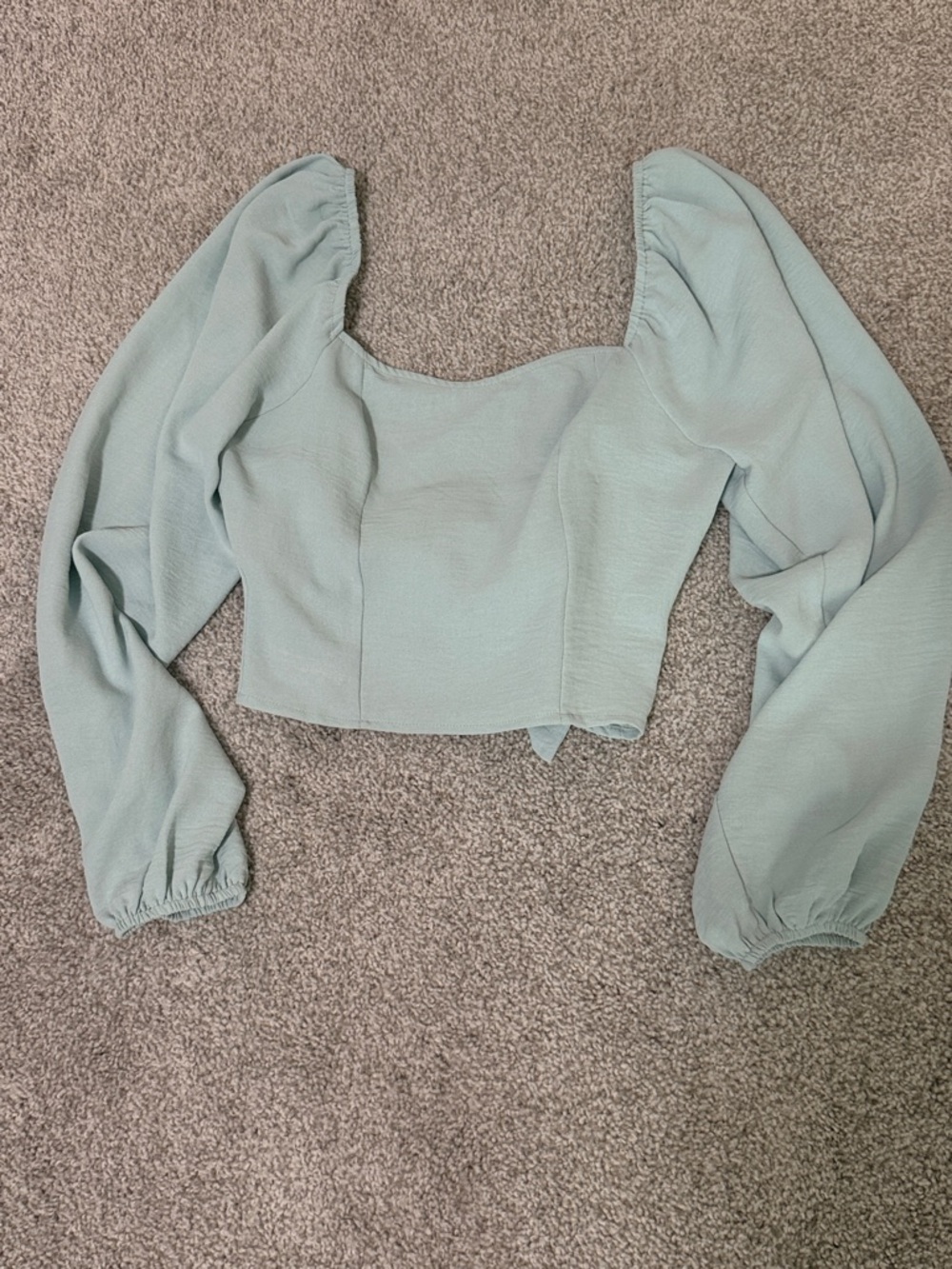 Altar'd State Light blue Puff Sleeve Square-Neck Crop Top XS